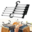 Kit Com 2 Cabides Multiuso 5 em 1 Aço Inox Guarda Roupa Organizador Cabideiro de Calças Camisetas