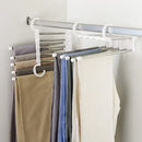 Kit Com 2 Cabides Multiuso 5 em 1 Aço Inox Guarda Roupa Organizador Cabideiro de Calças Camisetas