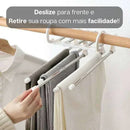 Kit Com 2 Cabides Multiuso 5 em 1 Aço Inox Guarda Roupa Organizador Cabideiro de Calças Camisetas