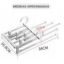 Kit Com 2 Cabides Multiuso 5 em 1 Aço Inox Guarda Roupa Organizador Cabideiro de Calças Camisetas