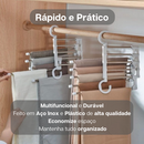 Kit Com 2 Cabides Multiuso 5 em 1 Aço Inox Guarda Roupa Organizador Cabideiro de Calças Camisetas