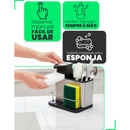 Dispenser Porta Detergente E Esponja 3 Em 1 Aço Inox Escorredor Talheres Utensilios de Cozinha Organizador de Pia