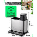Dispenser Porta Detergente E Esponja 3 Em 1 Aço Inox Escorredor Talheres Utensilios de Cozinha Organizador de Pia
