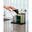 Dispenser Porta Detergente E Esponja 3 Em 1 Aço Inox Escorredor Talheres Utensilios de Cozinha Organizador de Pia