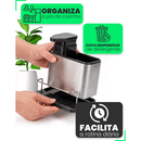 Dispenser Porta Detergente E Esponja 3 Em 1 Aço Inox Escorredor Talheres Utensilios de Cozinha Organizador de Pia