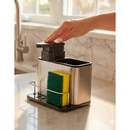 Dispenser Porta Detergente E Esponja 3 Em 1 Aço Inox Escorredor Talheres Utensilios de Cozinha Organizador de Pia