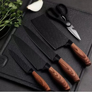 Conjunto Faca Inox 6 Peças Com Cabo Reforçado Aço Carbono Descascador Tesoura Cutelo Carne Legumes