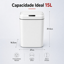 Lixeira Inteligente Automática 15L Sem Toque Sensor Infravermelho Tampa Automática Cozinha Banheiro